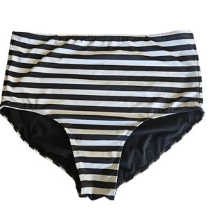 Albion Black and White Stripe High Waisted Bikini Bottoms
